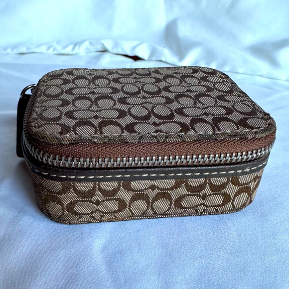 Coach Accessories - COACH -Khaki Signature Canvas Leather Pill/Jewelry Case